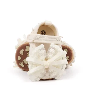 Baby Girls Lace Bow Princess Shoes Soft Sole Non Slip Infant First Walker Mary Jane Flats