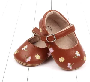 Baby Girls Soft Sole Floral Mary Jane Flats Infant Princess Prewalkers Toddler Wedding Dress Shoes