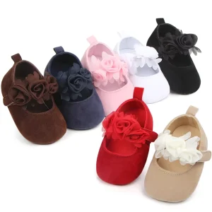 Baby Girls Soft Sole Floral Mary Jane Flats Infant Princess Prewalkers Toddler Wedding Dress Shoes