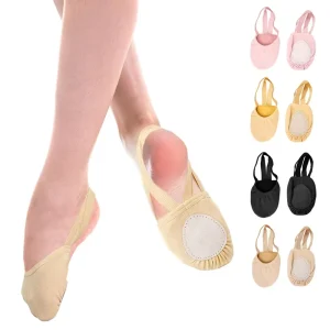 Baby Half Sole Dance Shoes Kids Stretchy Canvas Pirouette Shoes for Ballet Lyrical Modern Jazz Dance and Contemporary