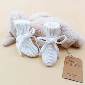 Baby Ivory Booties Knitted Ribbed Bootie Cozy Shoes Newborn Baby Cute Footwear Accessories Bowknot Boots