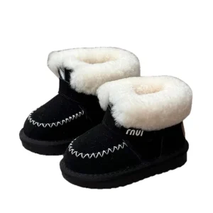 Baby Little Kids Warm Winter Snow Boots for Closure Soft Sole Non slip Cotton Fur Lining Ankle Boots Unisex Boys Girls
