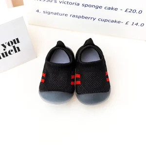 Baby Mesh Knit Sneakers Side Stripe Non-slip Soft Sole Boys Girls Infant Toddler Pre-Walker Breathable Slip On 0-24 Months