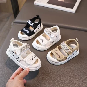 Baby New Children Shoes Cartoons Fashion Flat Toddler Boys Footwear Design Summer Casual Kids Black Sandals Girls