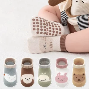Baby Non slip Stitching Socks Newborn Animal Cute Combed Cotton Floor Kids Short Ankle Grip Slipper Cartoon Socks