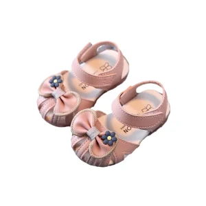 Baby PU Sandals Bow Grace Princess Shoes Infant Soft Soled Breathable Working Shoes