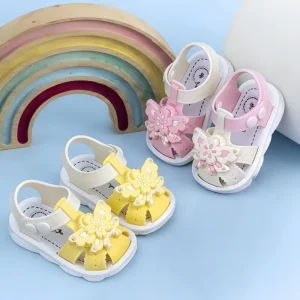 Baby Sandals Girls’ Princess Walking Shoes Non slip Soft soled Summer New Style Infant Closed toe Ankle Color Blocking