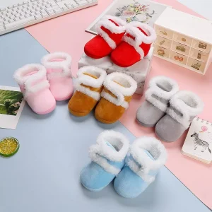 Baby Shoes Soft Bottom Warm 0-12 Months Toddler Unisex Cotton Winter Velcro & Hook Loop Closure Leisure Walking Daily Wear