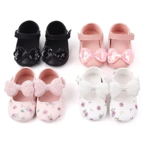 Baby Shoes Spring Autumn Baby Bow Cute Princess Girls Shoes Rubber Bottom Infant Walking Shoes