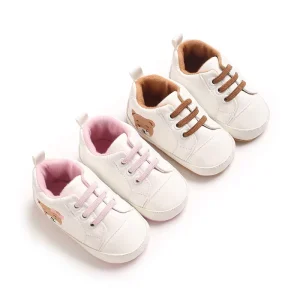 Baby Sneakers 0 12 Months Cute Cartoon Bear Soft Sole First Walker Shoes PU Leather Non slip Infant Toddler Casual Sport Shoes