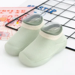 Baby Sock Shoes Boys Girls Solid Color Contrast Collar Non Slip TPE Sole Infant Toddler Pre Walker Cotton 0 24 Months