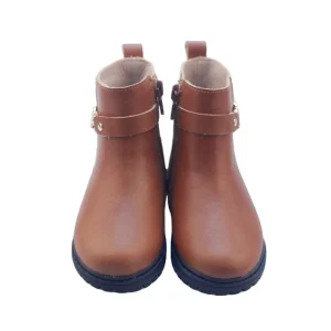 Baby Storm Genuine Leather Ankle Boots Boys Slip-On Four Seasons Brown 7-12y Customized Size