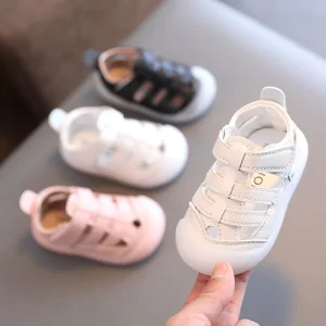 Baby Summer Casual Mesh Breathable Non slip Soft Soled Unisex Toddler Shoes Children’s Sandals Hook Loop Closure Anti Bacterial