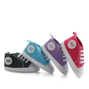 Baby Toddler Casual Anti-Slip Soft Insole Canvas Shoes for Newborn Boys Girls Lace Light Printed Design