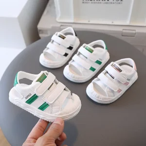 Baby Toddler Sandals for Girls One Year Old Summer Anti Kick Beach Shoes Zip Closure Protective Hair Instead Baotou