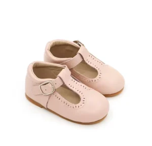 Baby Toddler T Bar Mary Jane Leather Shoes Pink with Hard Soft Sole Flat Design for Summer Winter Parties