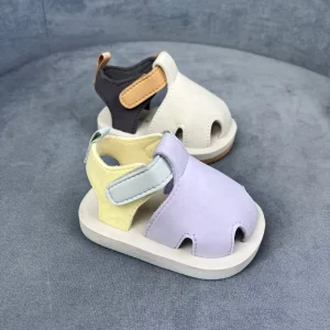 Baby Toddler Walking Sandals Soft Leather Adjustable Velcro Open Toe Non Slip Breathable Comfortable for Daily Outdoor Wear