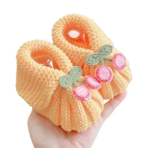 Baby Toddler Walking Shoes Cute Fruit Style Mid Calf Lace up Soft Sole Anti Fall Soft Knit Comfortable Combed Cotton Non Slip