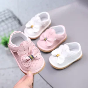 Baby Walking Shoes High Quality Squeaky Shoes Solid Color Velcro Infant Shoes Girls