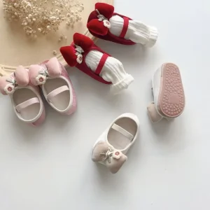 Baby Walking Shoes Spring and Autumn Girls Bow Princess Shoes Non slip Baby Shoes