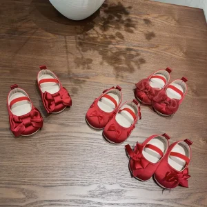 Baby Walking Shoes Spring and Autumn Girls Cute Bow Princess Shoes Red