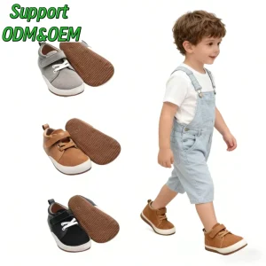 Babyhappy Custom Minimalist Footwear Genuine Leather Barefoot Wide Toe Box Kids Shoes Ergonomic Design Sneaker Children