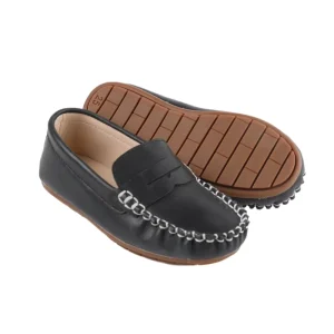 Babyhappy Designs Slip on Easy Wearing Minimalist Leather Flat Non slip Kids Loafer Shoes