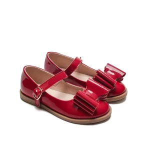 Babyhappy Factory Custom Children Wedding Party Dress Leather Shoes Kids Girls Red Flat Mary Jane Princess Shoes