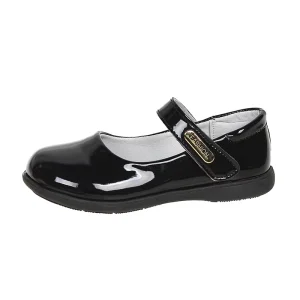 Babyhappy Factory Price Kids Black School Shoes Mary Jane Student Leather Shoes Floral Pattern Anti Slip Waterproof