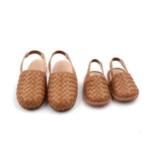 Babyhapy Summer Outdoor Minimalist Kid Boys Girls Braided Sandals Children Tan Leather Woven Sandals Slippers