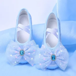 Ballet Dancing Soft-soled Paw Water Bow Children Dance Shoes for Princesses