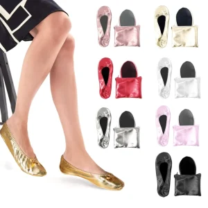 Ballet Flats Shoes Women’s Foldable Portable Travel Roll up Shoes With Pouch HA01710