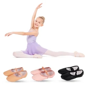 Ballet Shoes Children’s Dance Shoes PU Leather Dance Shoes Customized Flat Shoes Comfortable & Durable Indoor Dancing Shoes