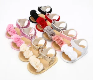 Barefoot Summer Newborn Infant Leather Shoes Toddler Flowers Prewalker Kids PU Soft Sole First Walker Baby Girls Sandals