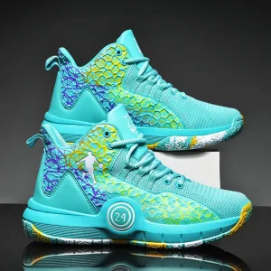 Basketball Shoes for Students and Children Summer for Breathable Mesh Upper PU Midsole