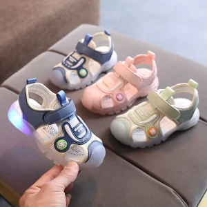 Beach Boys Sandals Children’s Shoes 3D Printed Light Colored Sandals Summer with LED Kids Sandals Fashion Kids Shoes