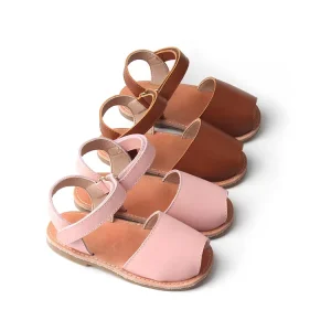 Beach Flat Casual Girls Sandals Summer Handmade Girls Kids Shoes Genuine Leather Children Sandals