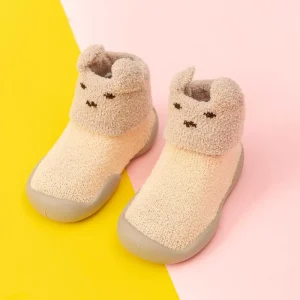 Bear Ear Baby Winter Sock Shoes Coral Fleece Flexible Sole Non-slip Boys Girls Toddler Pre-Walker Warm Indoor Soft Sole