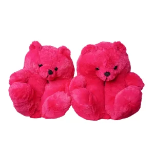 Bear Indoor Shoes for Women Cute Animal Fur Winter Plush Slippers Soft Fun Teddy Bear House Slides Warm Indoor Home Gift Set