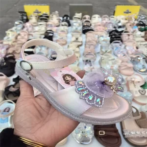 Beautiful Butterfly Girls Light Weight Breathable Summer Sandals PU Upper PVC Lining Rubber Outsole for Princess Feature Child