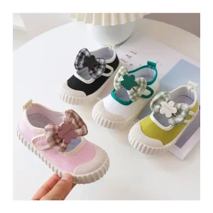 Beautiful Girls Canvas Shoes Fashion Trend Bow-knot Latest Casual Kids Footwear Soft Baby Children Walking Shoes