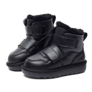 Big Kids Anti-slip Sole Snow Boots Thickness Fur Trim Lining Winter Shoes Water-resistant Snow Shoes