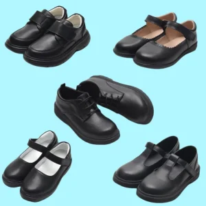 Black Baby Girls School Shoes Cute Chain Leather Princess Shoes Fashion Solid Color Kids Child Dancing Toddler Shoes