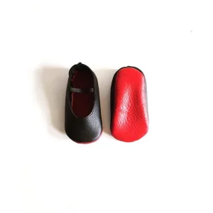 Black Ballerinas Red Bottoms Soft Leather Baby Girl Fashion Shoes