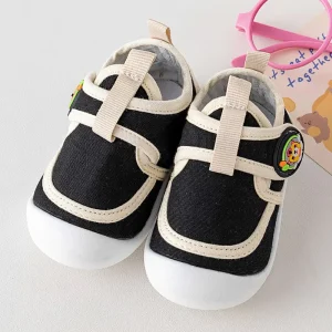 Black Flexible Non-slip Shoes for Toddler with Custom Logo
