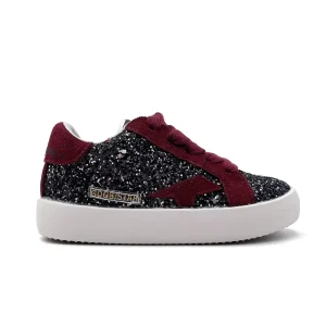 Black Glitter Children’s Sneakers for Autumn Red Star Baby Girls Casual Shoes New Styles Anti Slip Kids Sports Shoes