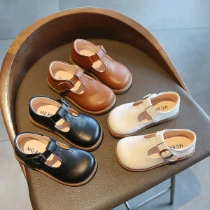 Black Kids Boys and Girls All Seasons New Design Pretty Mary Jane Princess Shoes Children School Shoes