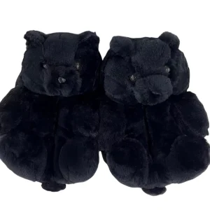 Black Teddy Bear Indoor Outdoor Plush Slippers for Children Custom Animal Design Warm Cute Holiday Gift Set