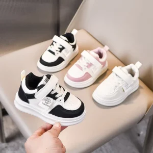 Black and Pink Sneakers for Toddler Girls Breathable Children’s White Board Footwear Fashion Casual Kids Sport Shoes
