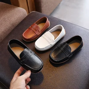 Black and White Children’s Dress Shoes Fashion Soft Cute Kids Driving Footwear Summer Lightweight Boys Casual Loafers